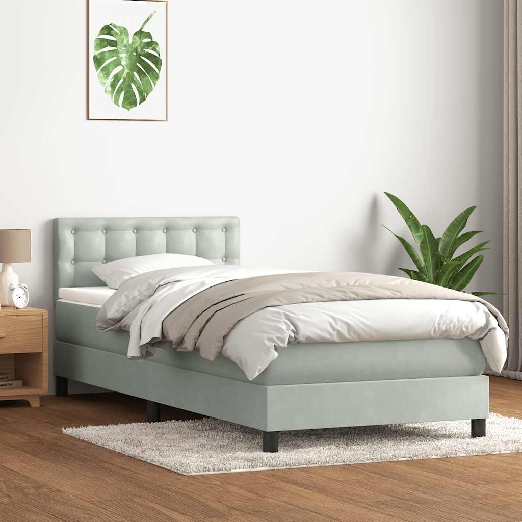 Box Spring krevet s madracem svijetlo sivi 80x210 cm baršun