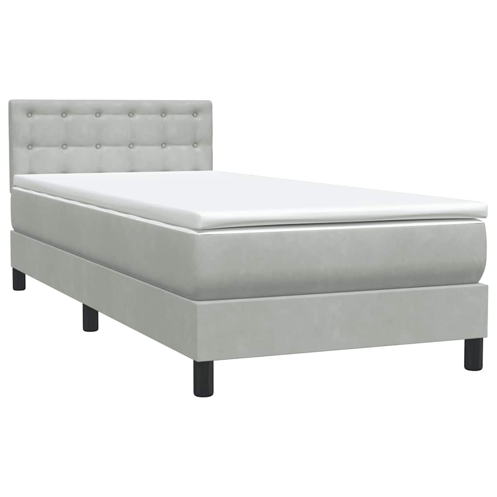 Box Spring krevet s madracem svijetlo sivi 90x210 cm baršun