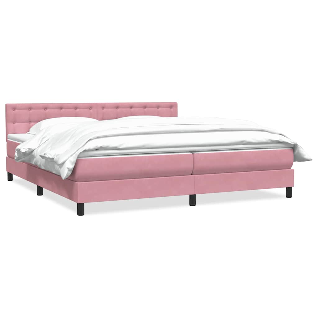 Krevet s oprugama i madracem ružičasti 180x210 cm baršunasti