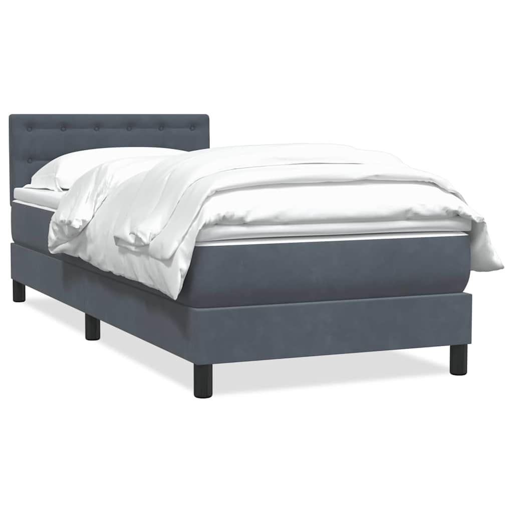 Box spring krevet s madracem tamnosivi 80 x 220 cm baršunasti