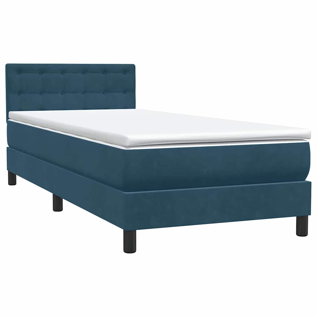 Box spring krevet s madracem tamnoplavi 80x220 cm baršunasti