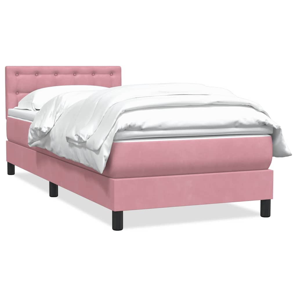 Box spring krevet s madracem ružičasti 90x220 cm baršunasti