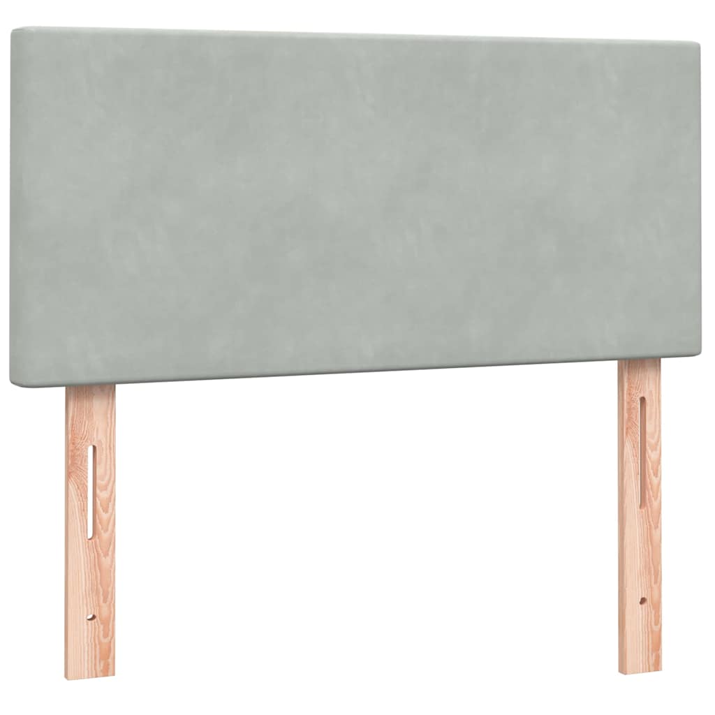 Box Spring krevet s madracem i LED svijetlo sivi 80x210 cm baršun