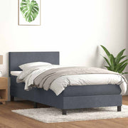 Box Spring krevet s madracem i LED tamno sivi 80x210 cm baršun