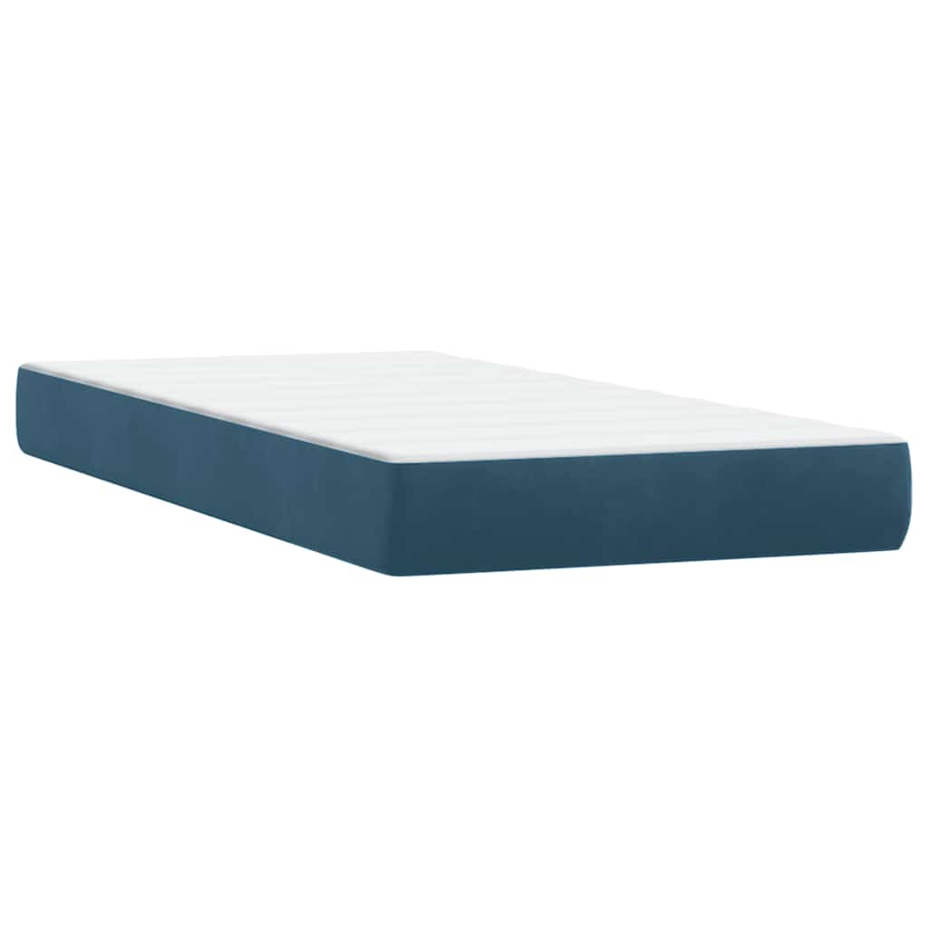 Box Spring krevet s madracem i LED tamnoplavi 80x210 cm baršun