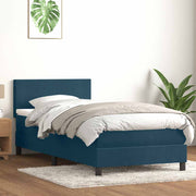 Box Spring krevet s madracem i LED tamnoplavi 80x210 cm baršun