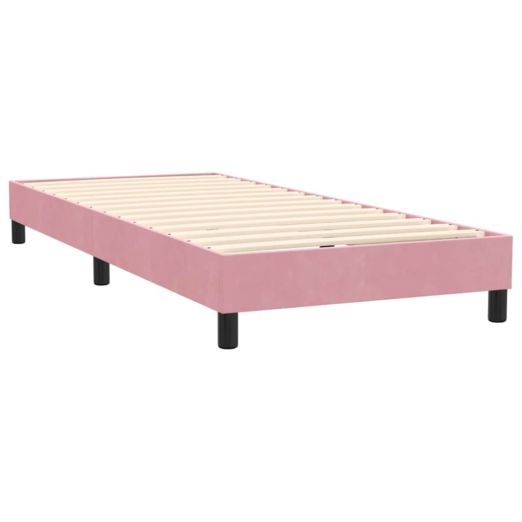 Box Spring krevet s madracem i LED ružičasti 90x210 cm samt