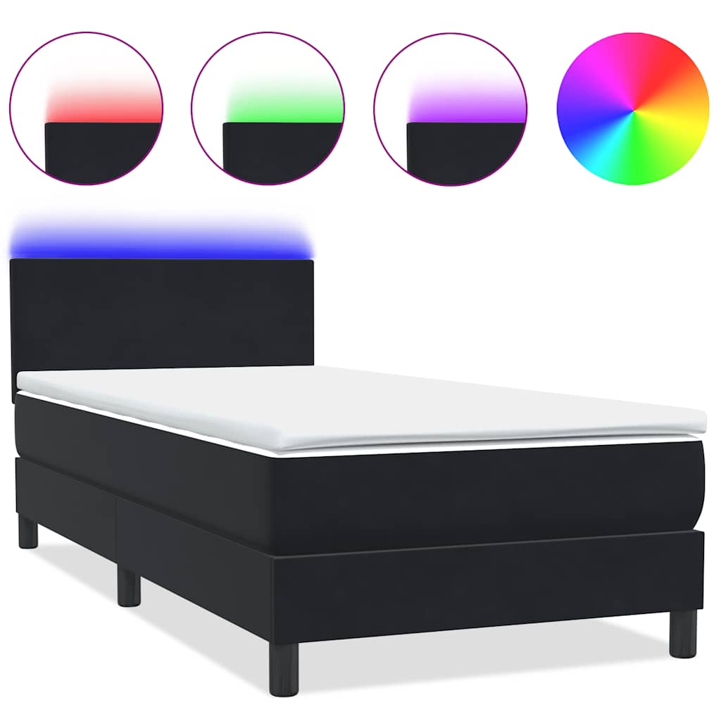 Box Spring krevet s madracem i LED crni 80 x 220 cm baršunasti