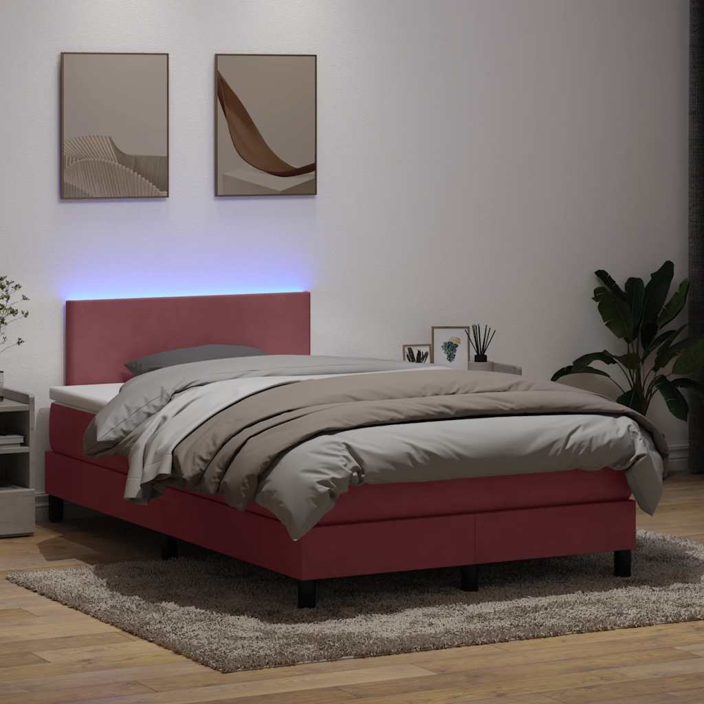 Box Spring krevet s madracem i LED ružičasti 120x220 cm samt