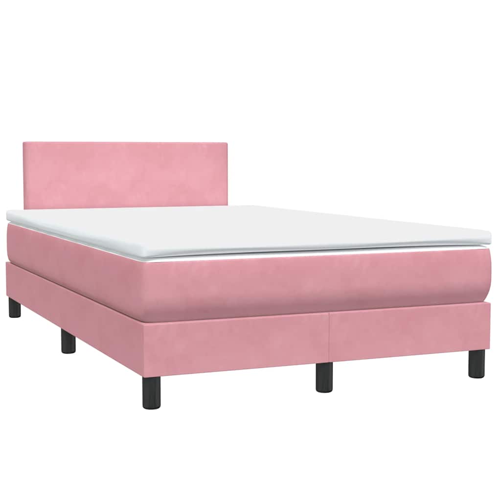 Box Spring krevet s madracem i LED ružičasti 120x220 cm samt