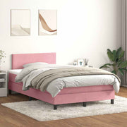 Box Spring krevet s madracem i LED ružičasti 120x220 cm samt