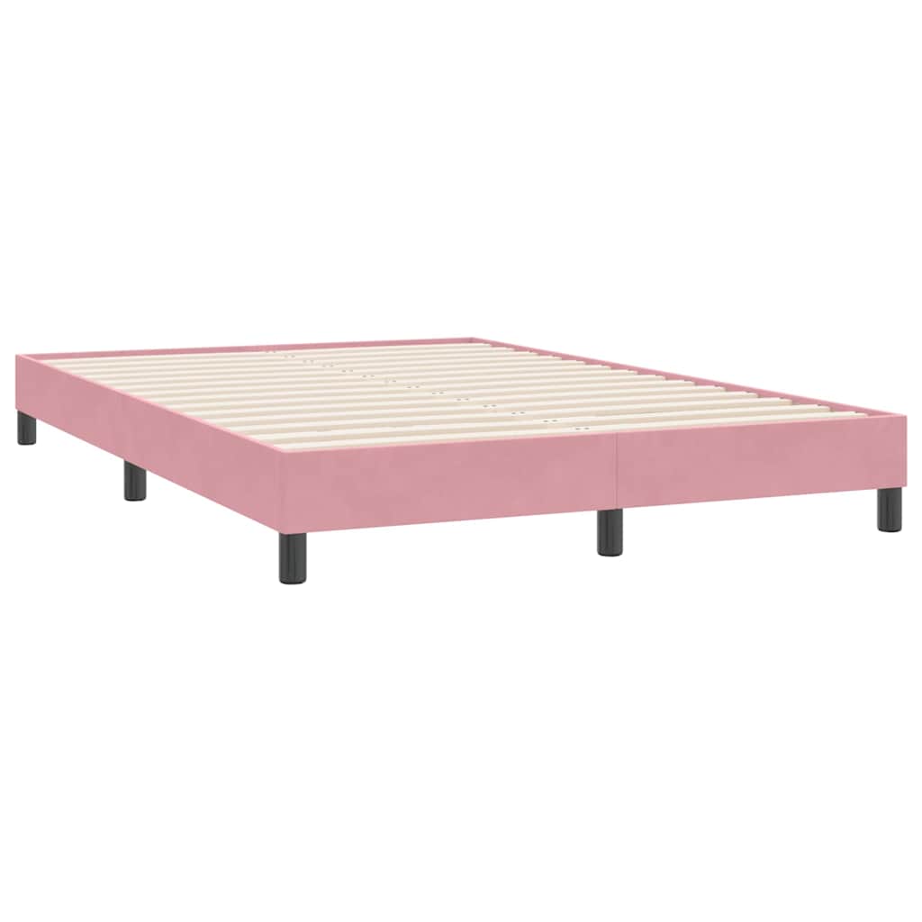 Box Spring krevet s madracem i LED ružičasti 140x220 cm baršun