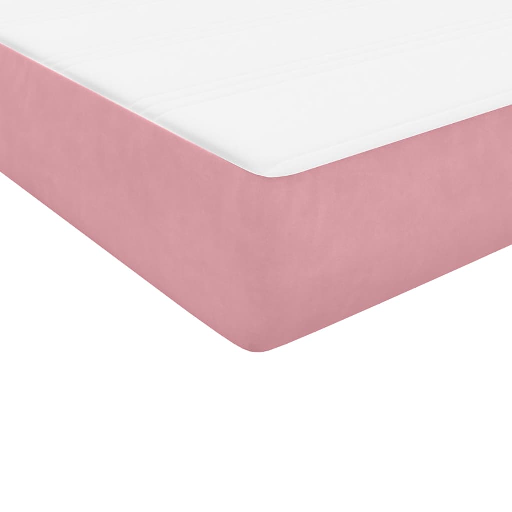 Box Spring krevet s madracem i LED ružičasti 160x220 cm baršun