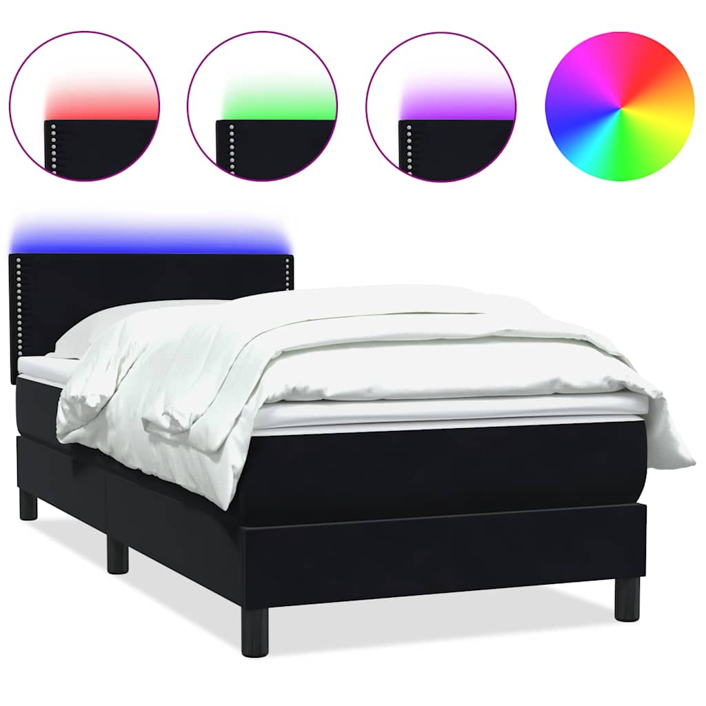 Box Spring krevet s madracem i LED crni 80 x 220 cm baršunasti