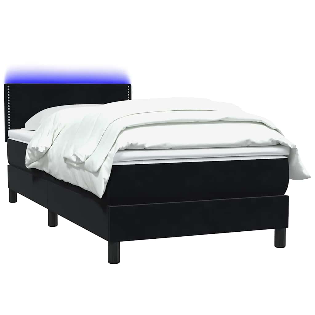 Box Spring krevet s madracem i LED crni 80 x 220 cm baršunasti