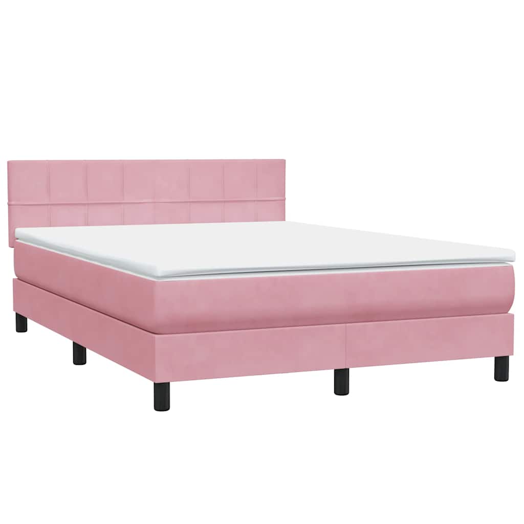 Krevet s oprugama i madracem LED ružičasti 160x210 cm baršunasti