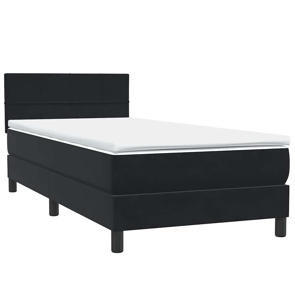 Box Spring krevet s madracem i LED crni 80 x 220 cm baršunasti