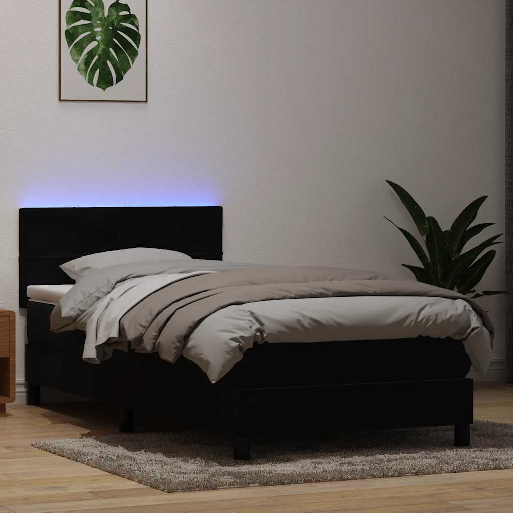 Box Spring krevet s madracem i LED crni 80 x 220 cm baršunasti