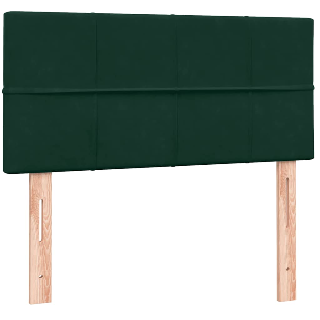Box Spring krevet s madracem i LED tamnozeleni 80x220 cm baršun