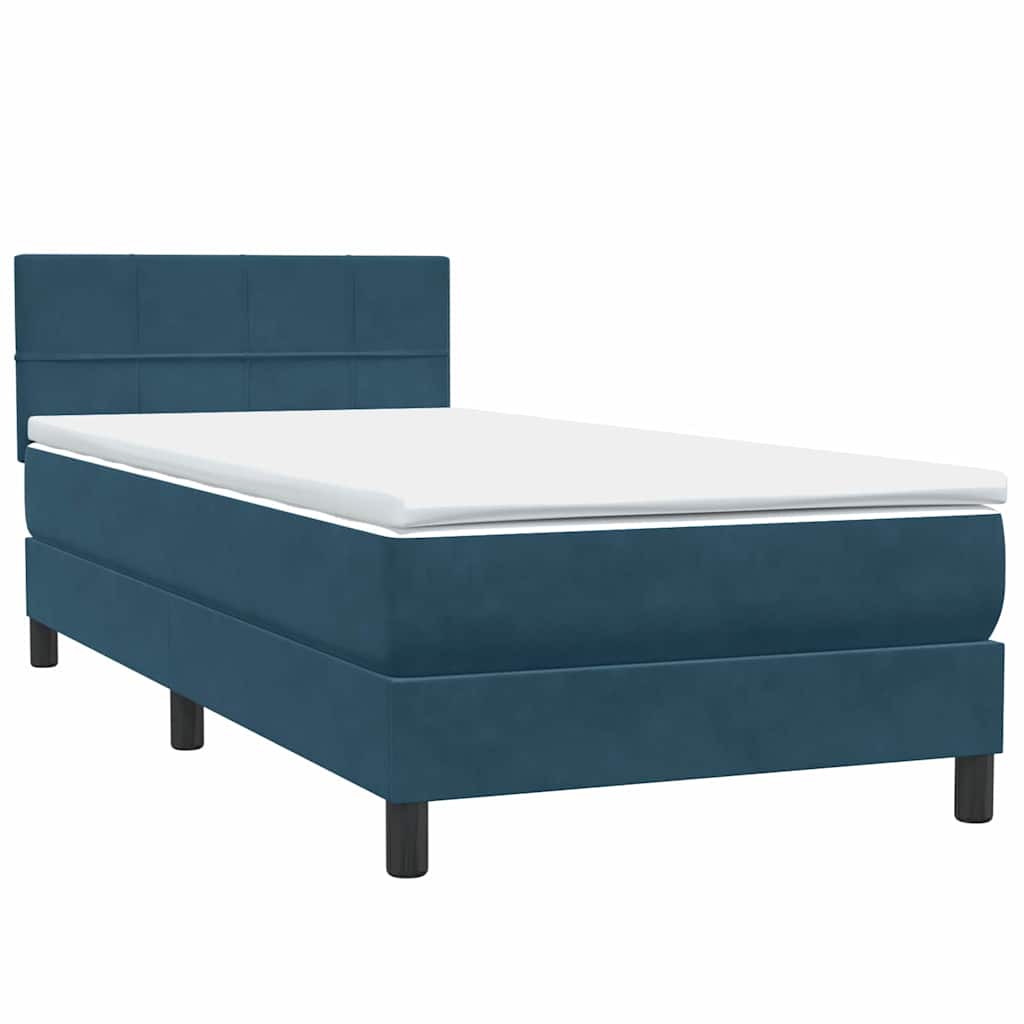 Box Spring krevet s madracem i LED tamnoplavi 80x220 cm baršunasti