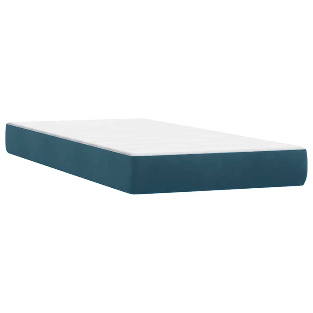 Box Spring krevet s madracem i LED tamnoplavi 80x220 cm baršunasti