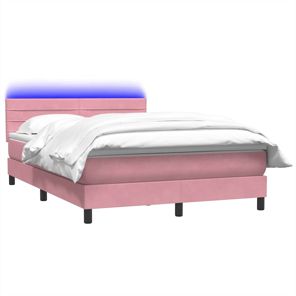 Krevet s oprugama i madracem LED ružičasti 160x210 cm baršunasti