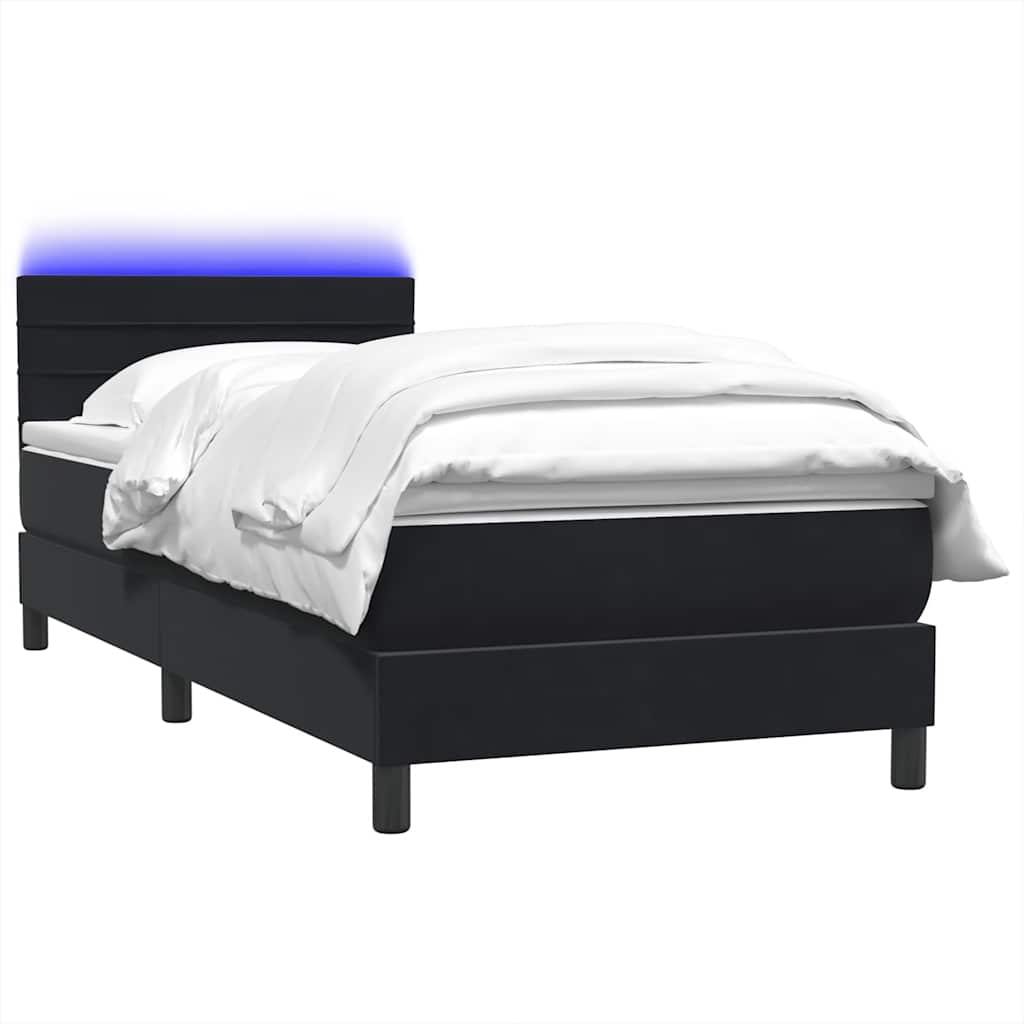 Box Spring krevet s madracem i LED crni 80 x 220 cm baršunasti