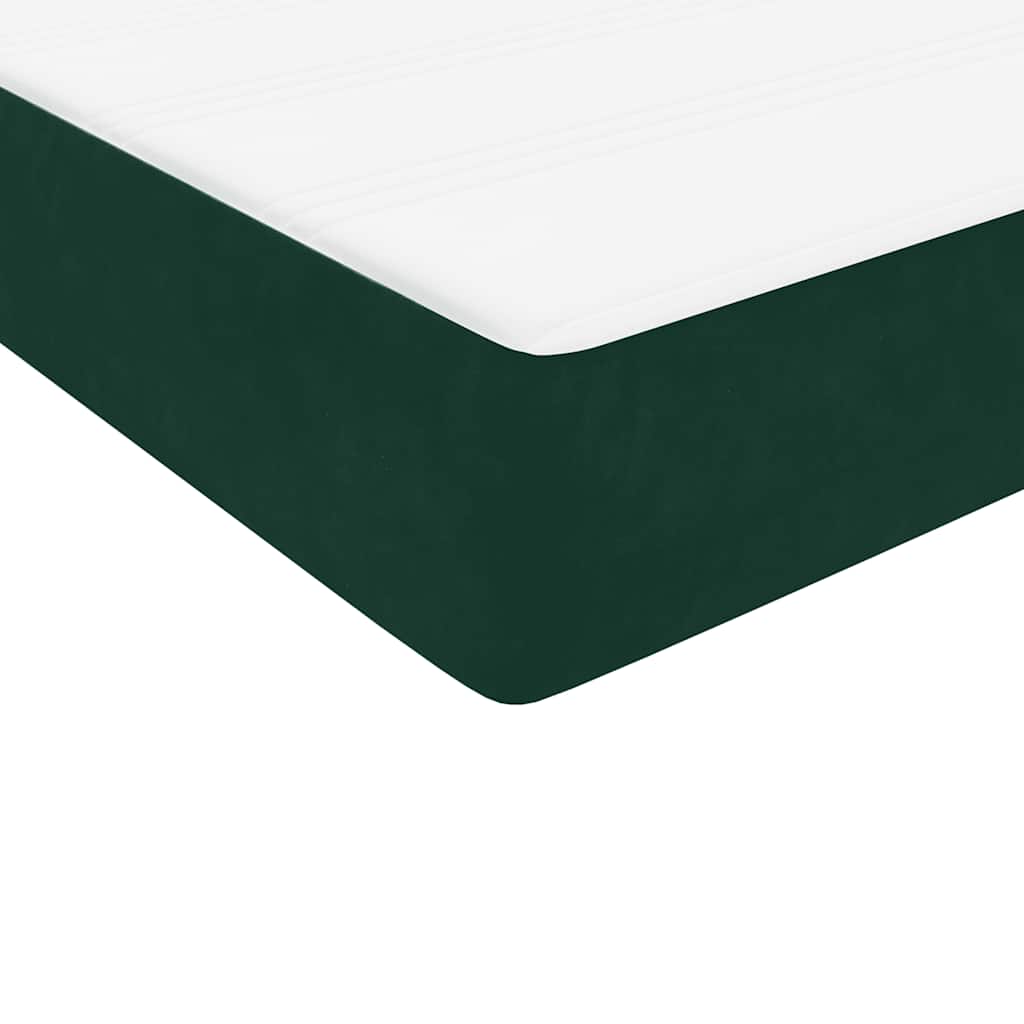 Box Spring krevet s madracem i LED tamnozeleni 80x220 cm baršun
