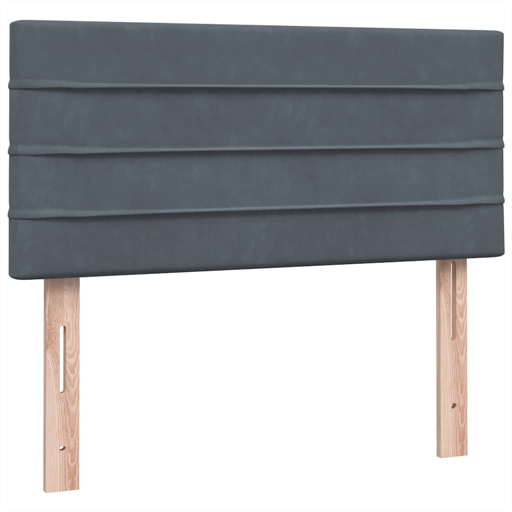 Box Spring krevet s madracem i LED tamnosivi 90x220 cm baršunasti