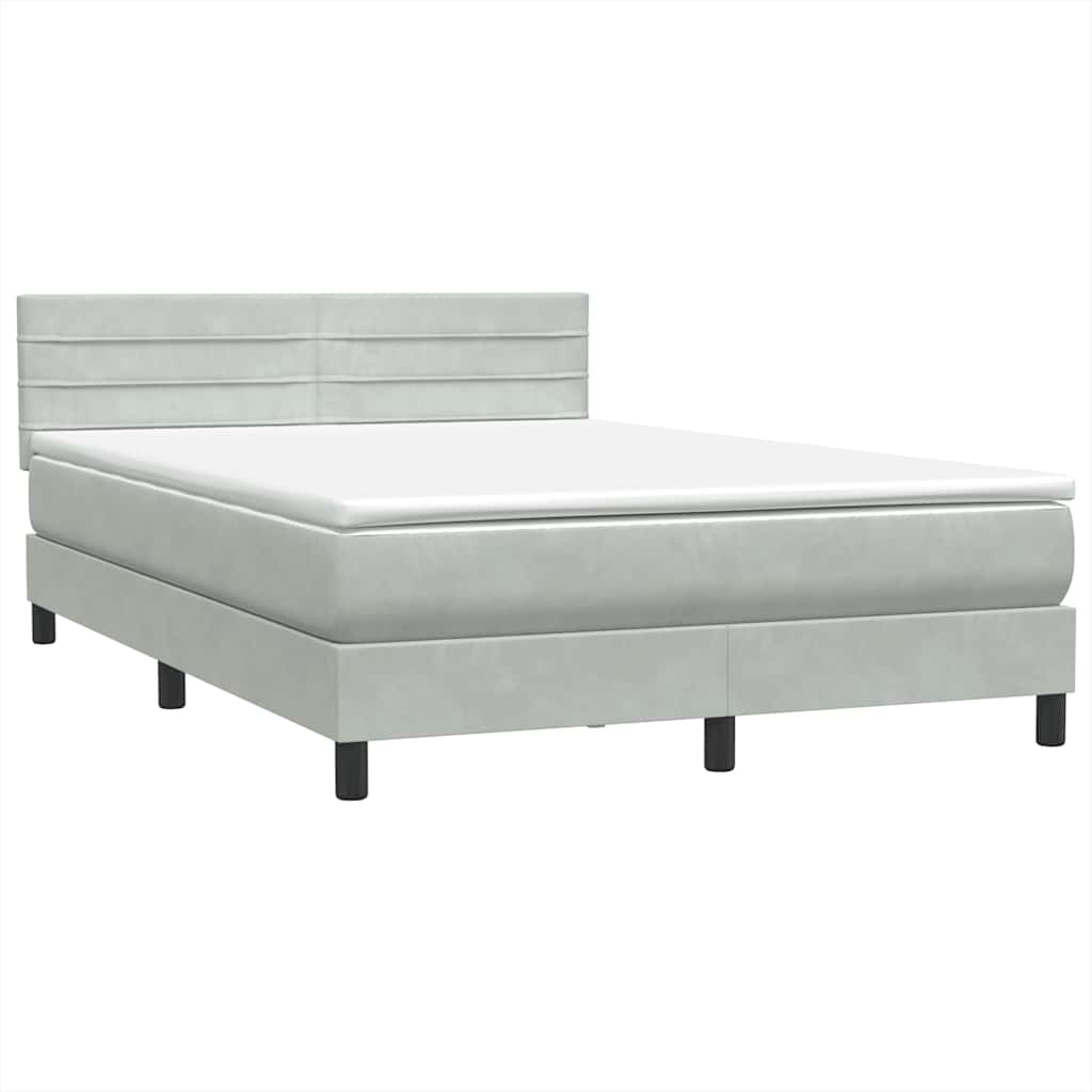 Krevet s oprugama i madracem LED svjetlosivi 160x220 cm baršunasti