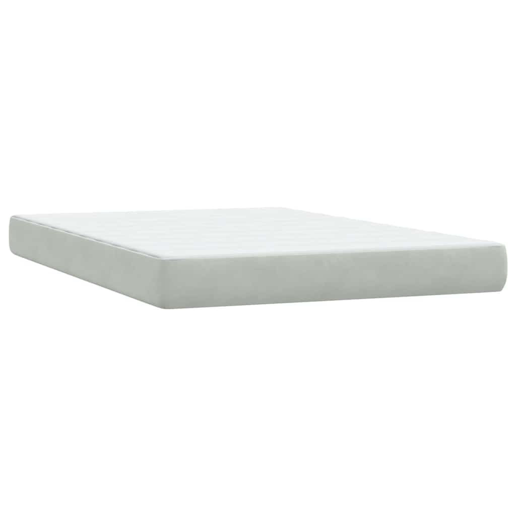 Krevet s oprugama i madracem LED svjetlosivi 160x220 cm baršunasti