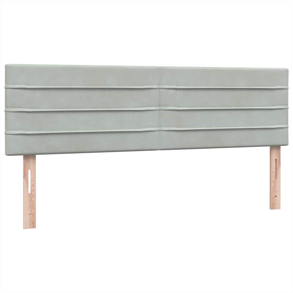 Krevet s oprugama i madracem LED svjetlosivi 160x220 cm baršunasti