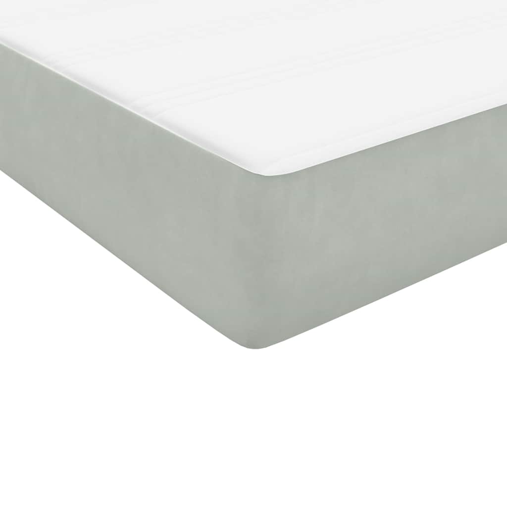 Krevet s oprugama i madracem LED svjetlosivi 160x220 cm baršunasti