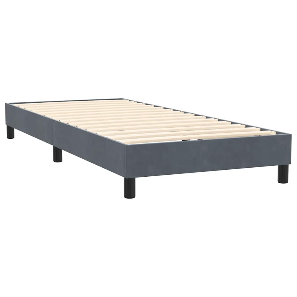 Box Spring krevet s madracem i LED tamno sivi 80x210 cm baršun
