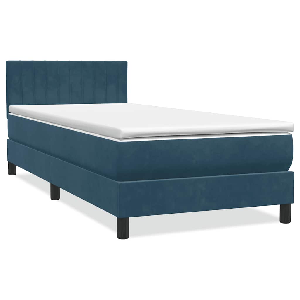Box Spring krevet s madracem i LED tamnoplavi 80x210 cm baršun