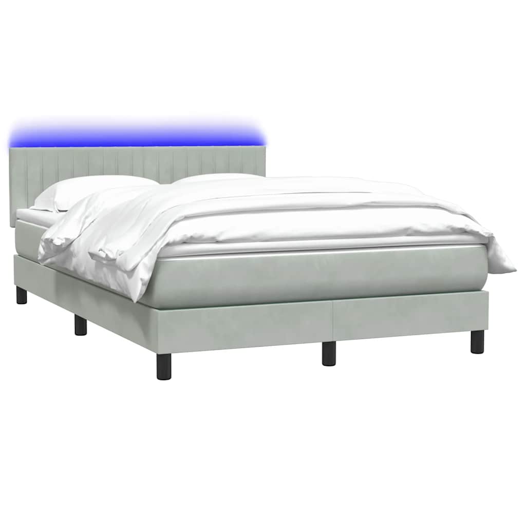 Krevet s oprugama i madracem LED svjetlosivi 160x210 cm baršunasti
