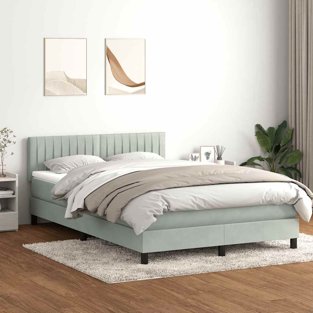 Krevet s oprugama i madracem LED svjetlosivi 160x210 cm baršunasti
