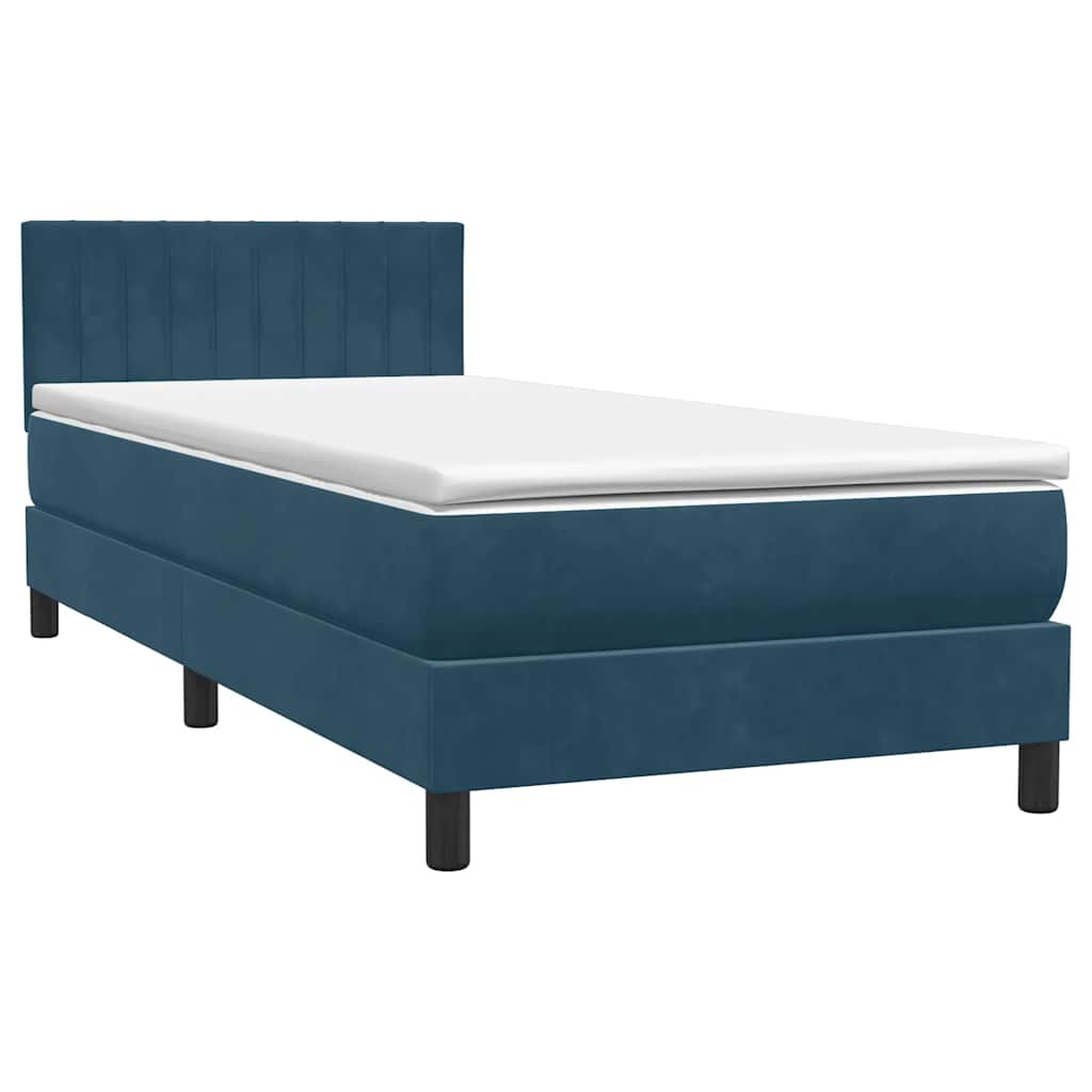 Box Spring krevet s madracem i LED tamnoplavi 80x220 cm baršunasti