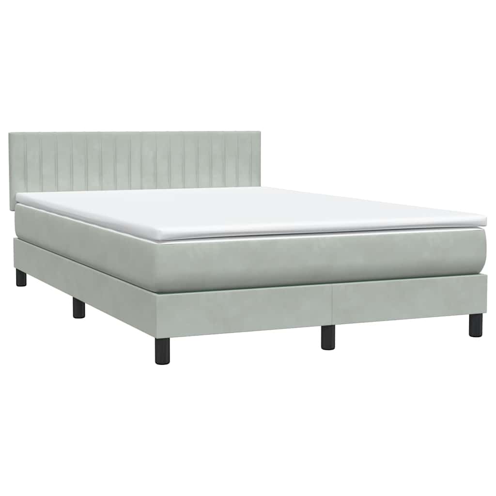 Krevet s oprugama i madracem LED svjetlosivi 160x220 cm baršunasti