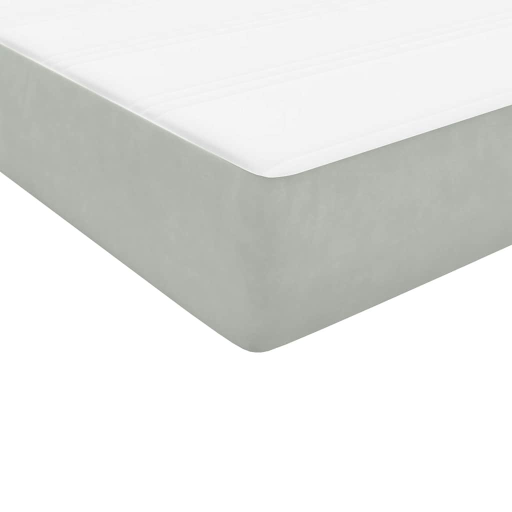 Krevet s oprugama i madracem LED svjetlosivi 160x220 cm baršunasti