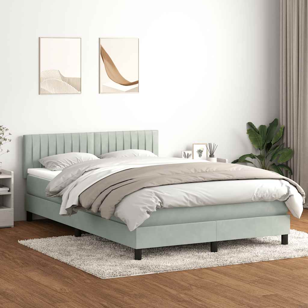 Krevet s oprugama i madracem LED svjetlosivi 160x220 cm baršunasti