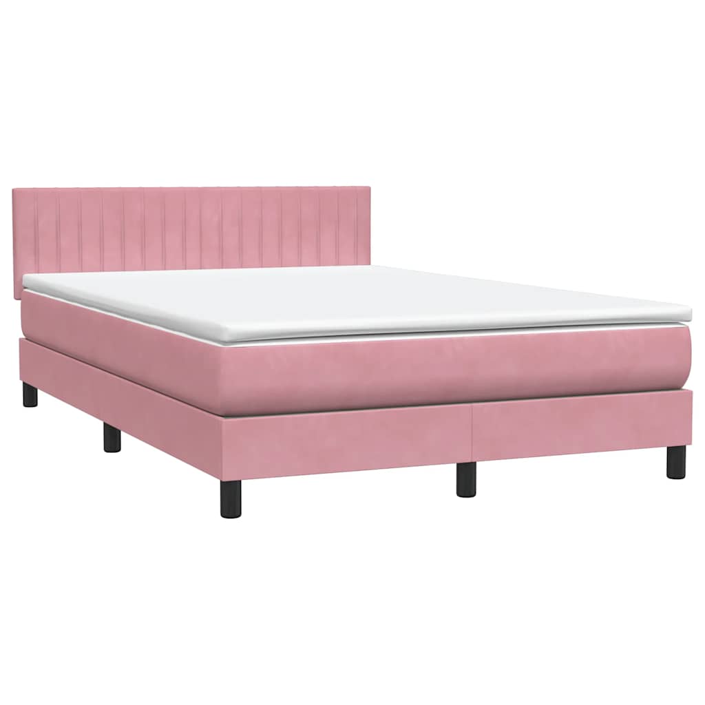 Box Spring krevet s madracem i LED ružičasti 160x220 cm baršun