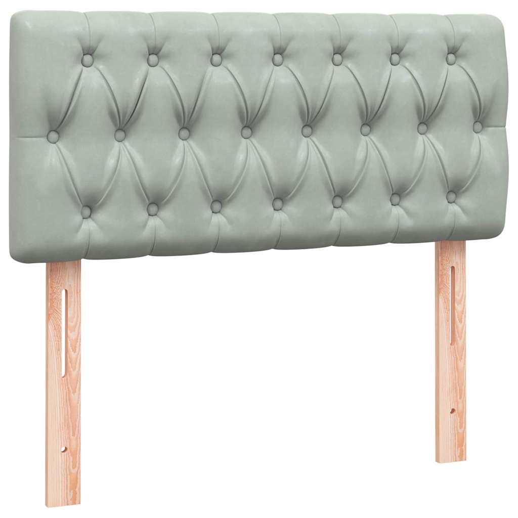 Box Spring krevet s madracem i LED svijetlo sivi 90x210 cm baršun
