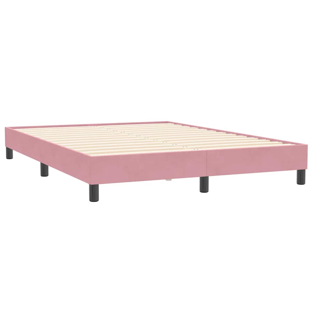 Krevet s oprugama i madracem LED ružičasti 140x210 cm baršunasti