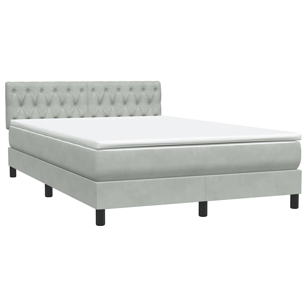 Krevet s oprugama i madracem LED svjetlosivi 160x210 cm baršunasti