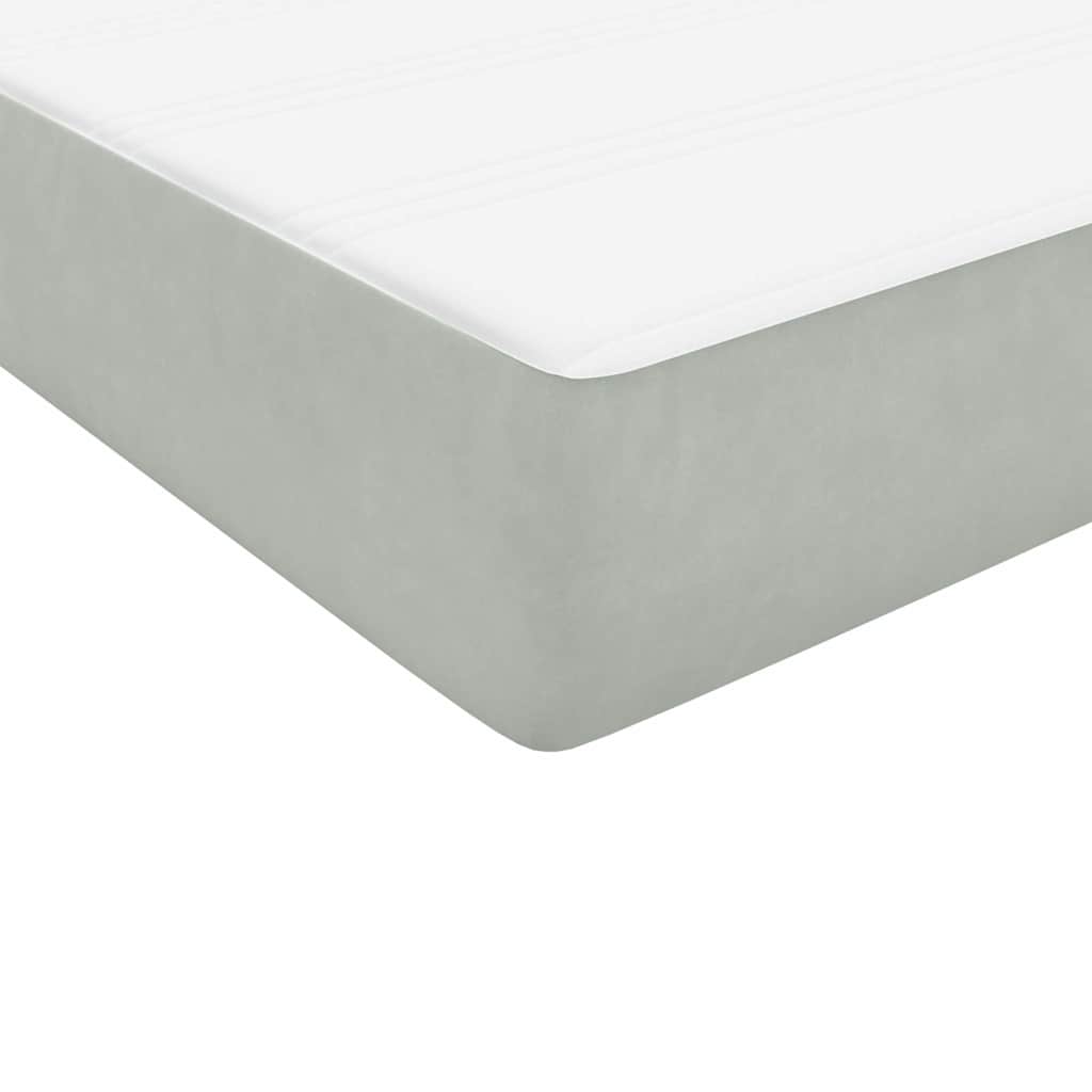 Krevet s oprugama i madracem LED svjetlosivi 160x210 cm baršunasti