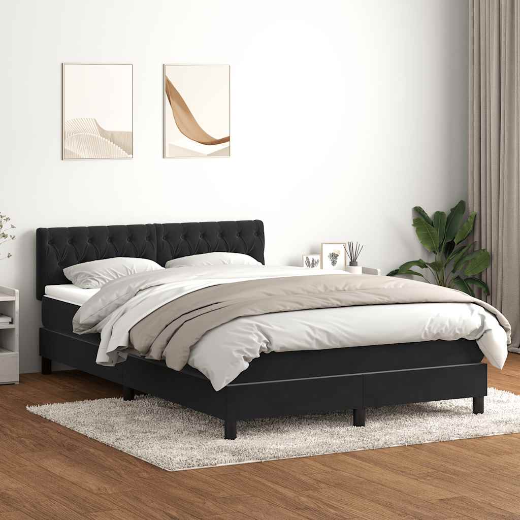 Box Spring krevet s madracem i LED crni 160x210 cm baršunasti
