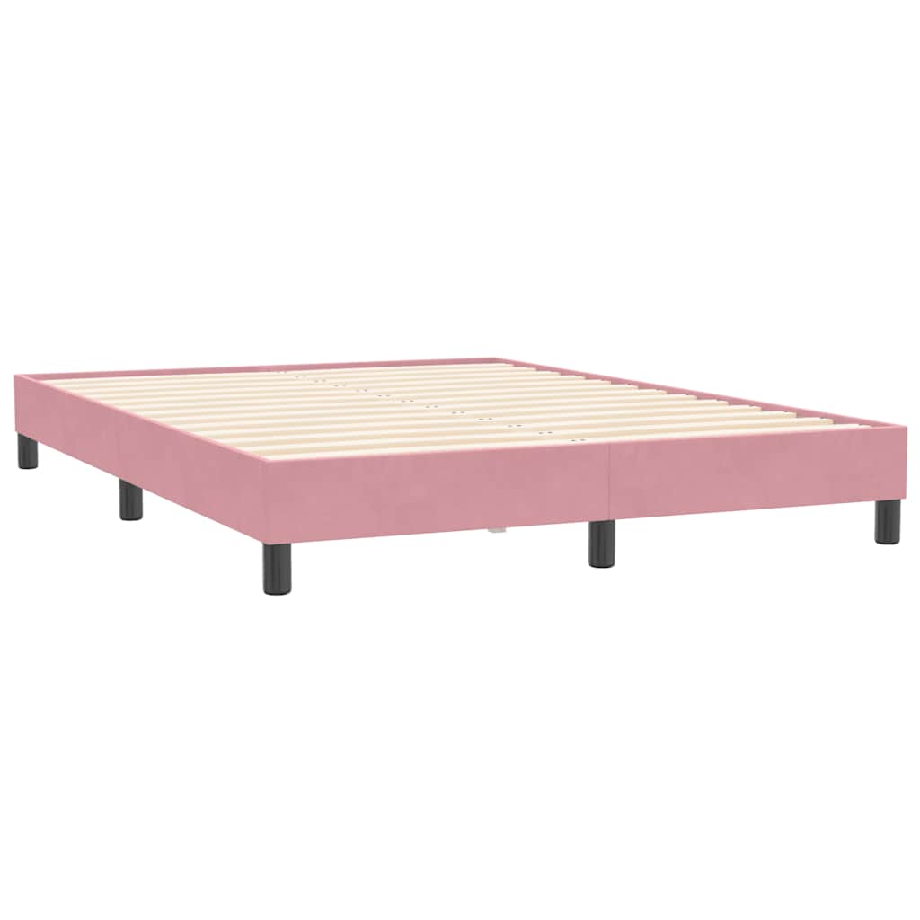 Krevet s oprugama i madracem LED ružičasti 160x210 cm baršunasti