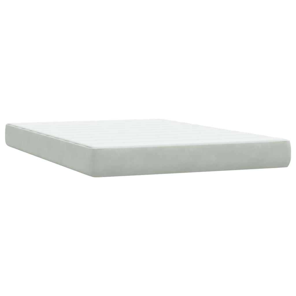 Krevet s oprugama i madracem LED svjetlosivi 160x220 cm baršunasti