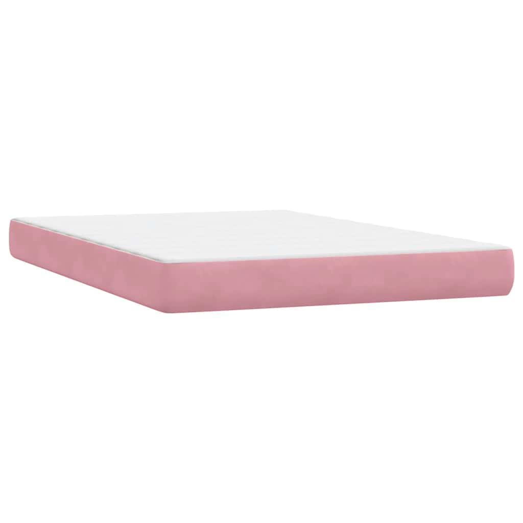 Box Spring krevet s madracem i LED ružičasti 160x220 cm baršun